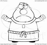 Angry Chubby Monk Clipart Cartoon Outlined Coloring Vector Thoman Cory Royalty Clipartof sketch template