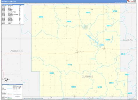 Guthrie County Ia 5 Digit Zip Code Maps Basic