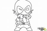 Deadpool Coloring Pages Chibi Draw Drawing Step Printable Print Easy Color sketch template