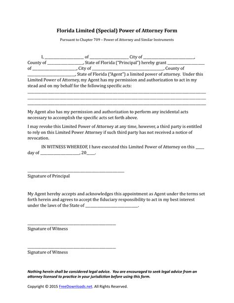 florida special limited power  attorney form  rtf