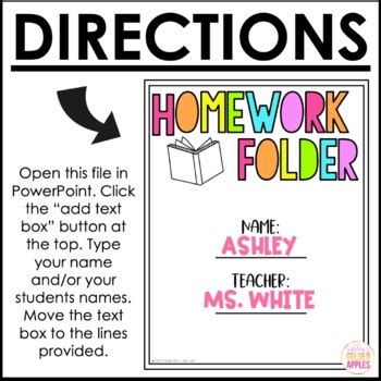 homework folder covers  ashleys golden apples tpt