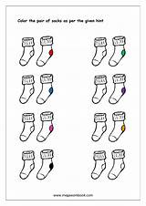 Color Matching Recognition Colors Socks Worksheet Objects Worksheets Patterns Shapes Megaworkbook Printable Kids sketch template