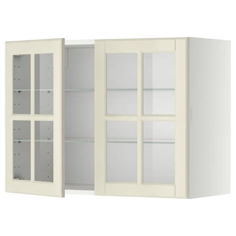 metod wall cabinet  shelves glass drs whitebodbyn  white