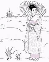 Coloring Japanische Geisha Malvorlagen Traditionelle sketch template