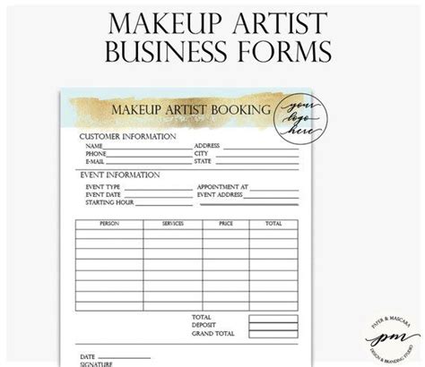 makeup artist business planner bundle freelance makeup artist forms