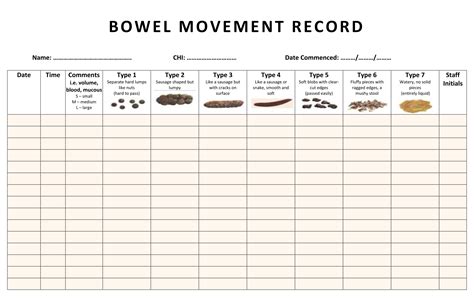printable bowel movement chart images   finder