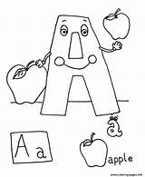 Coloring Alphabet Apple Pages Printable sketch template