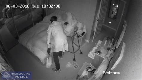 cctv burglar breaks into home of 90 year old woman as she lies in bed