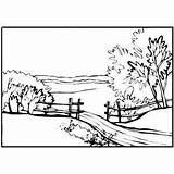 Coloring Country Pages Path Landscape sketch template