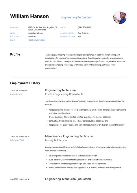 technician resume template