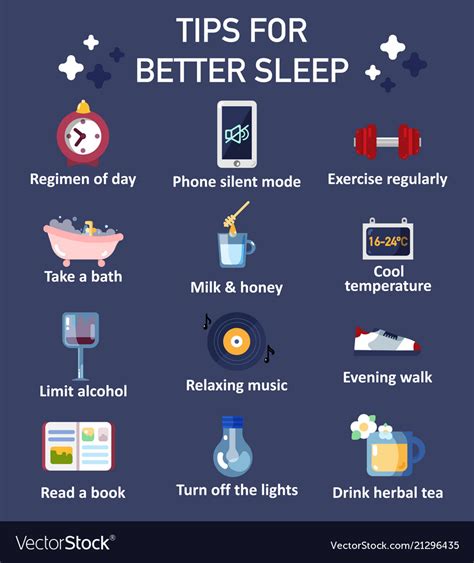 tips for better sleep flat icon set royalty free vector