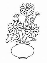 Coloring Vase Pages Daisy Flowers Flower Printable Color Print Coloringtop Recommended sketch template