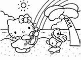 Beach Coloring Pages Kitty Hello Getcolorings sketch template