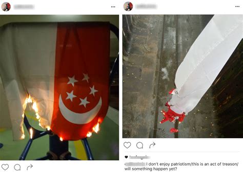 man posts photos of burning singapore flag on instagram