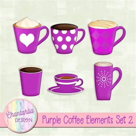purple coffee elements  digital scrapbooking   crafts