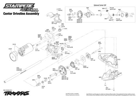 stampede  vxl   transmission assembly exploded view traxxas