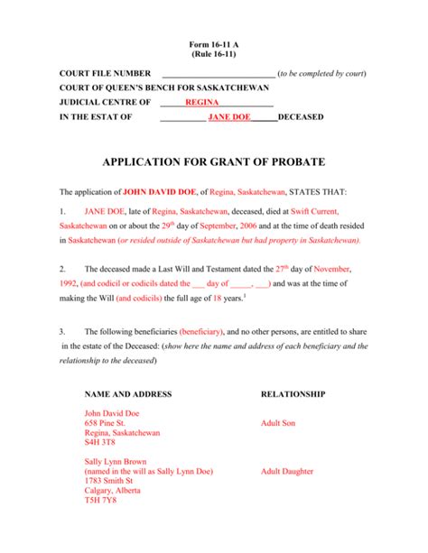 application  grant  probate