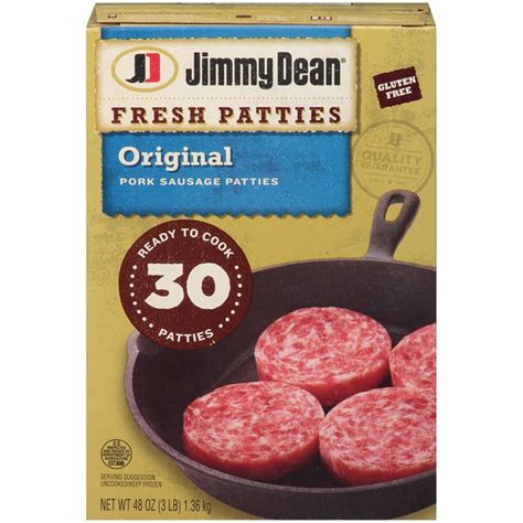 jimmy dean premium all natural pork sausage patties 30 count 48 oz