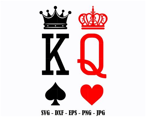king  queen svg queen  hearts playing cards svg king  etsy