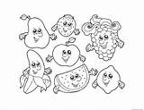 Coloring Pages Fruits Printable Fruit Popular Grapes Clip sketch template