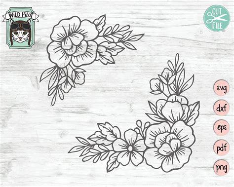 flower svg files flower border svg flower corner svg floral etsy