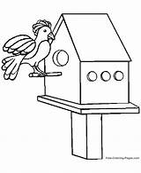 Coloring Pages Birdhouse Bird Birds House Clipart Printable Book Clip Library Popular sketch template