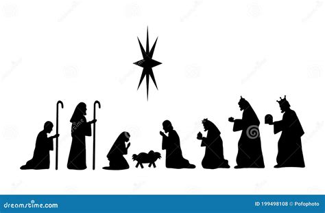 nativity scene silhouette stock vector illustration  isolated