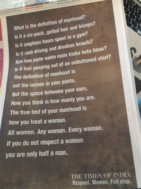 Times Of India S Definition Of Manhood Ad Tells Men To Respect Women