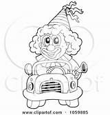 Clown Car Coloring Outline Clip Driving Illustration Visekart Royalty Vector Clipart 2021 sketch template