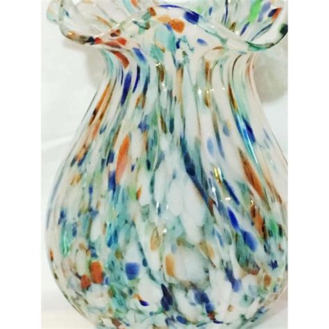 Fratelli Toso Murano Rainbow Color Swirl Italian Art Glass Vase Vintage
