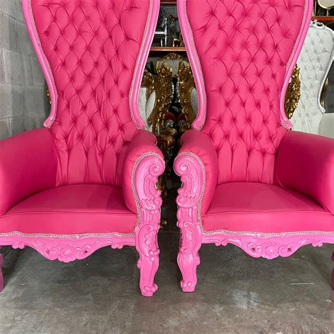 pink throne chair pink leather chair french tufted chair etsy
