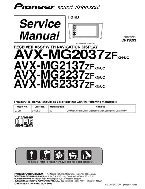 pioneer avx mgzf service manual   manualslib