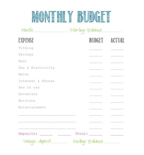 simple budget templates  sample  format