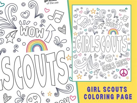 girl scout coloring page etsy