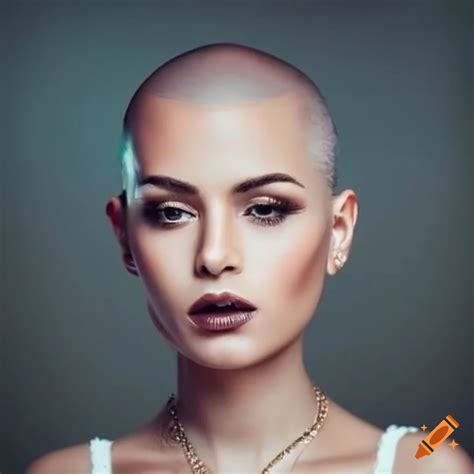 Portrait Of A Stylish College Woman With Shaved Head