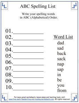 grade spelling list short  words