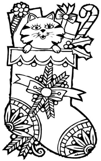 christmas cat coloring pages part