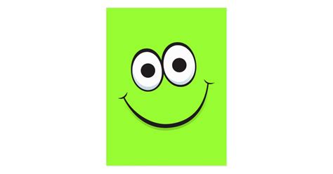 green happy cartoon face postcard zazzlecom