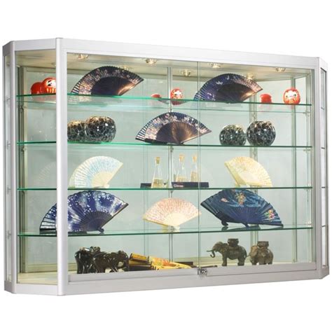 Wall Mounted Silver Aluminum Glass Display Cabinet