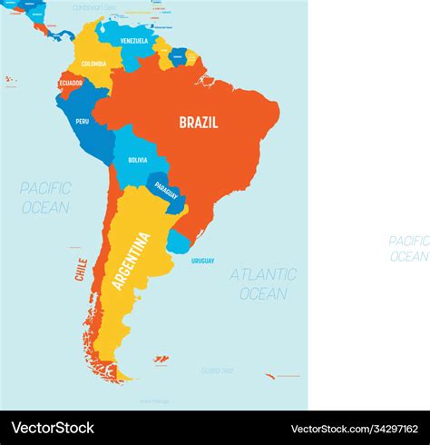 south america map  bright color scheme high vector image