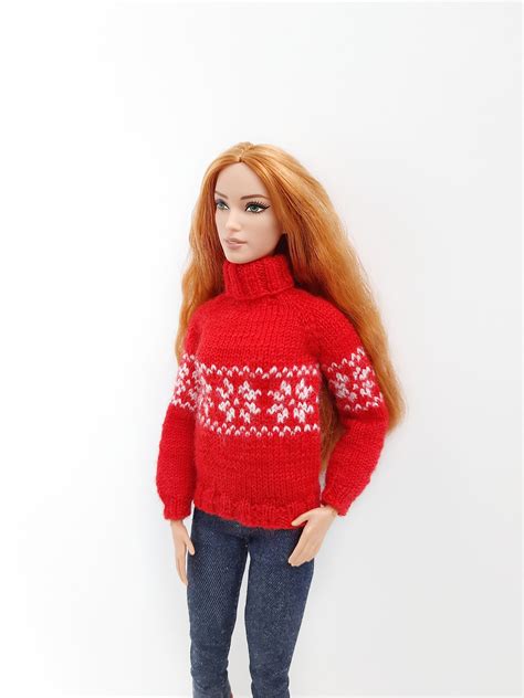 christmas barbie doll sweater barbie doll jumper knitted etsy