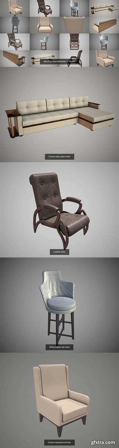 cgtrader set of furniture elements 3d model collection gfxtra