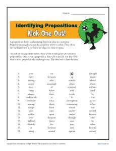 preposition worksheet identifying prepositions preposition
