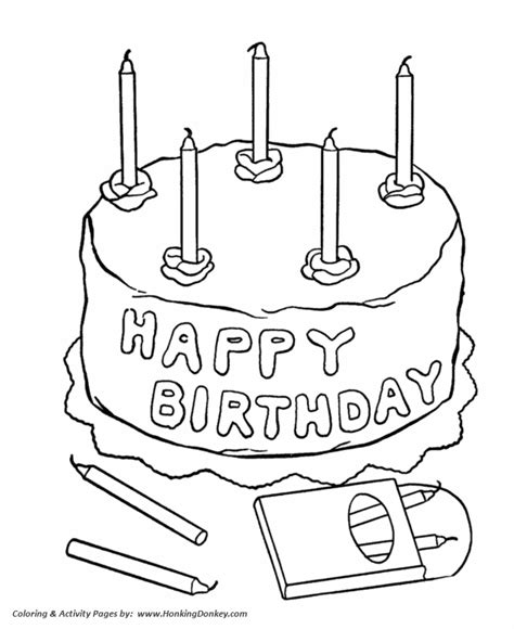 birthday coloring pages  printable kids happy birthday cake