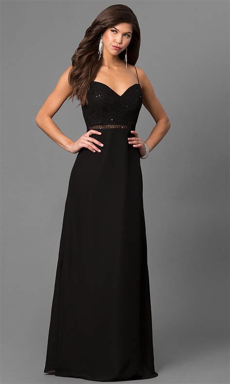v neck long black prom dress with sequins