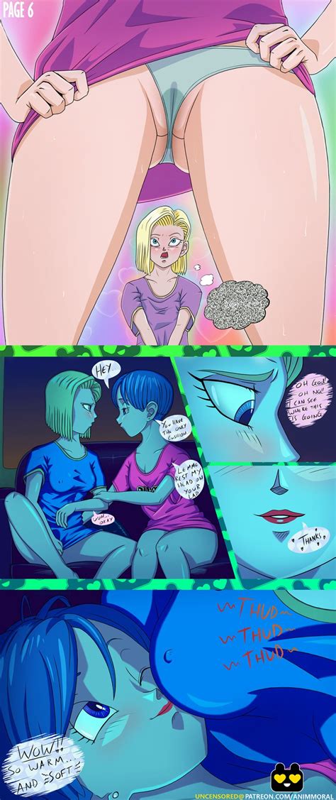 Rule 34 Android 18 Animmoral Blonde Hair Blue Hair Bottomless Breasts