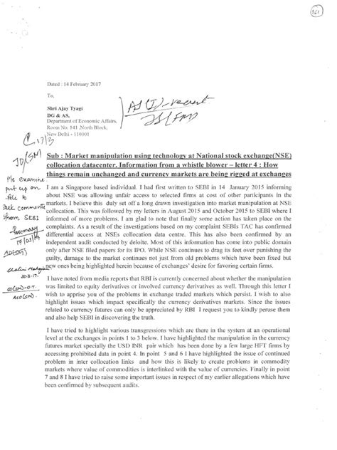 whistleblower letter dated  february