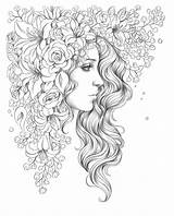 Coloring Pages Girl Zentangle Printable Hair Para малюнки Adults Adult Colorir Amazon Color Colouring Mandalas Hairstyle Flower Vk источник раскраски sketch template