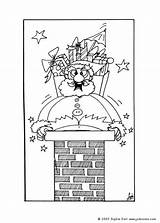 Coloring Chimney Christmas Pages Santa Down Chimneys Goes Color Print Hellokids Claus Holidays sketch template