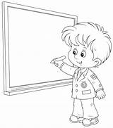 Blackboard Coloring School Pages Back Illustration Sarahtitus Schoolboy Writes Stock Vector sketch template